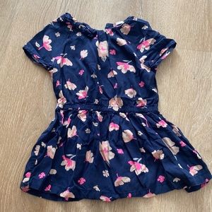 Short sleeve navy and pink floral dress - little girls 4/5